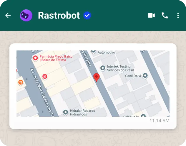 Mensagem com localização do seu veículo